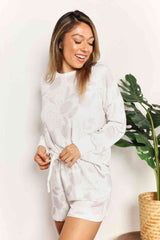 Double Take Floral Long Sleeve Top and Shorts Loungewear Set from Enfance-Heureuse