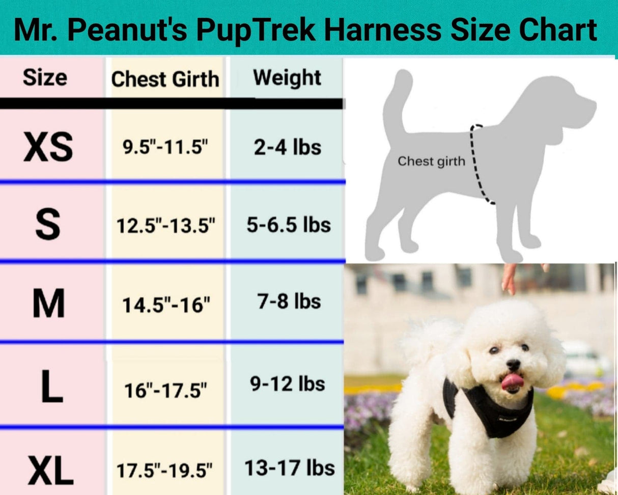 Mr. Peanut's PupTrek Harness and Leash Set,  Small Dog/Cat Soft Mesh Step In Harness Vest from Mr. Peanut's Pet Carriers