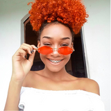 Small Rimless Color Tone Geometric Hexagon Sunglasses C591 from zeroUV