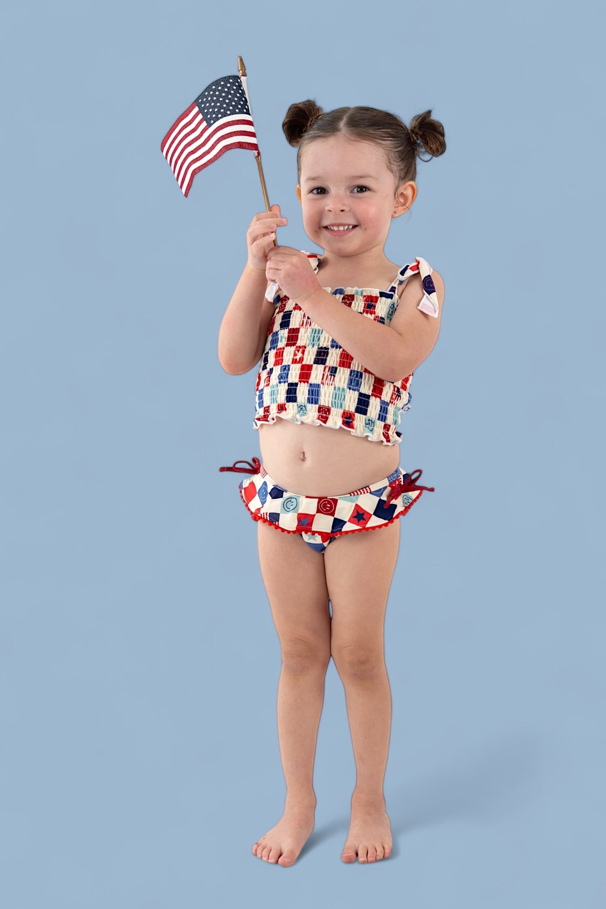 HOME OF THE FREE CHECKERS DREAM TANKINI TWO PIECE SWIM SUIT from DREAM BIG LITTLE CO