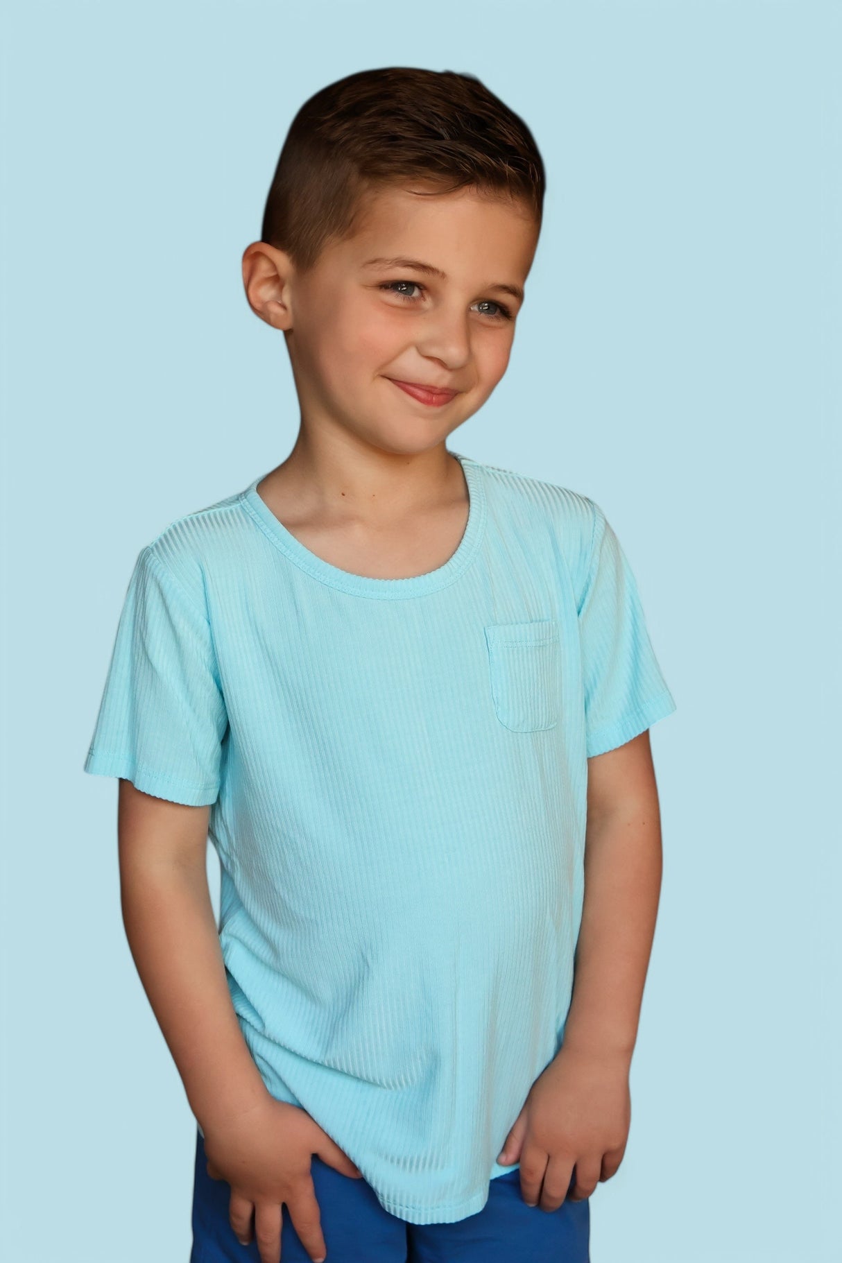 CAPRI BLUE RIB DREAM POCKET TEE from DREAM BIG LITTLE CO