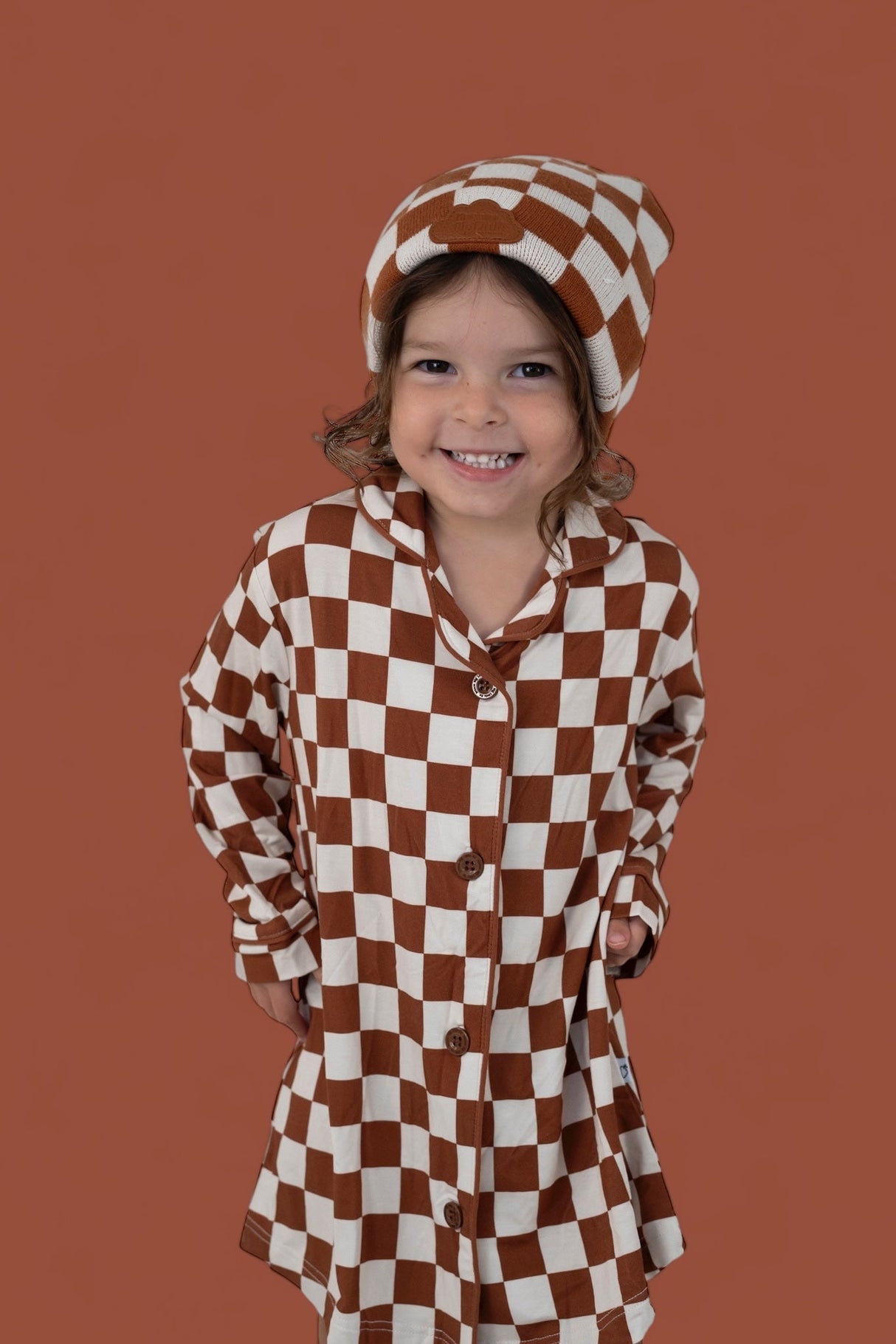 COPPER CHECKERS DREAM BEANIE from DREAM BIG LITTLE CO