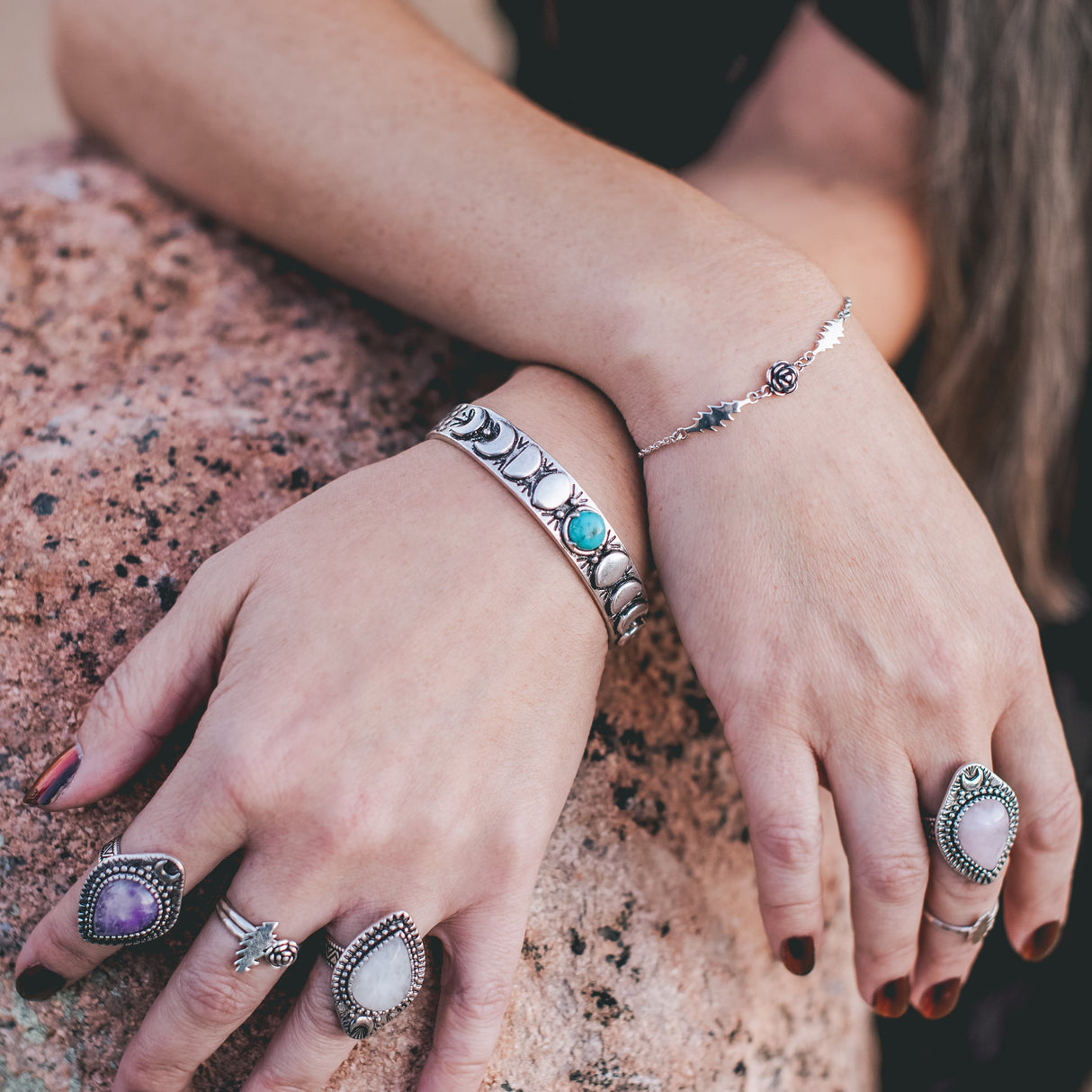 Moon Phases Cuff Bracelet | Turquoise from Hiouchi Jewels