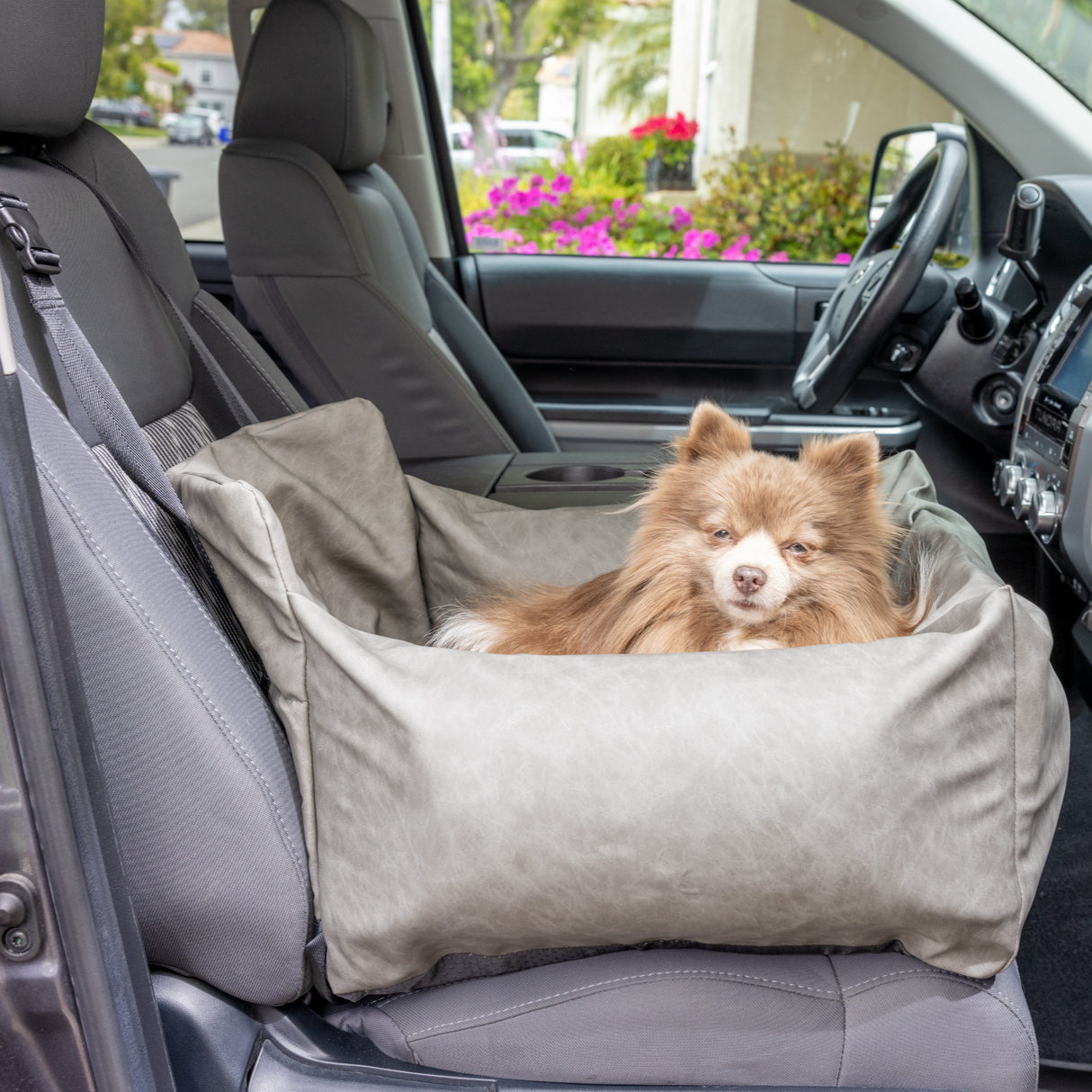 PupProtector™ Faux Leather Memory Foam Dog Car Bed - Slate Gray From Paw.com
