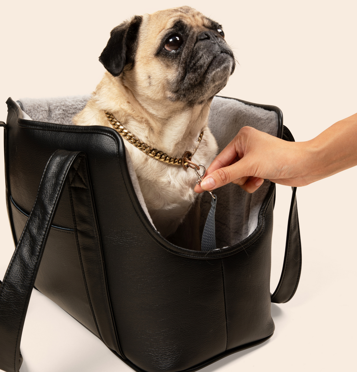 PupTote™ 3-in-1 Faux Leather Dog Carrier Bag - Black From Paw.com