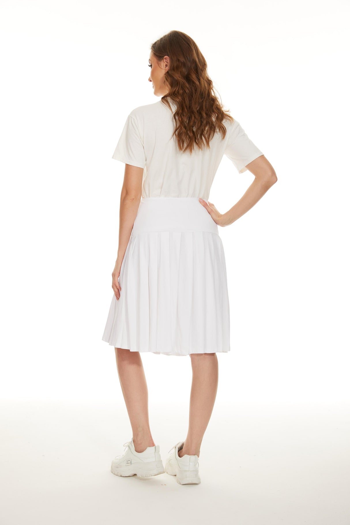 MM COTTON PLEATED SKIRT - WHITE from Mia Mod