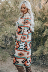 Chic Printed Lapel Woolen Coat with Unique Stitching from MsDressly