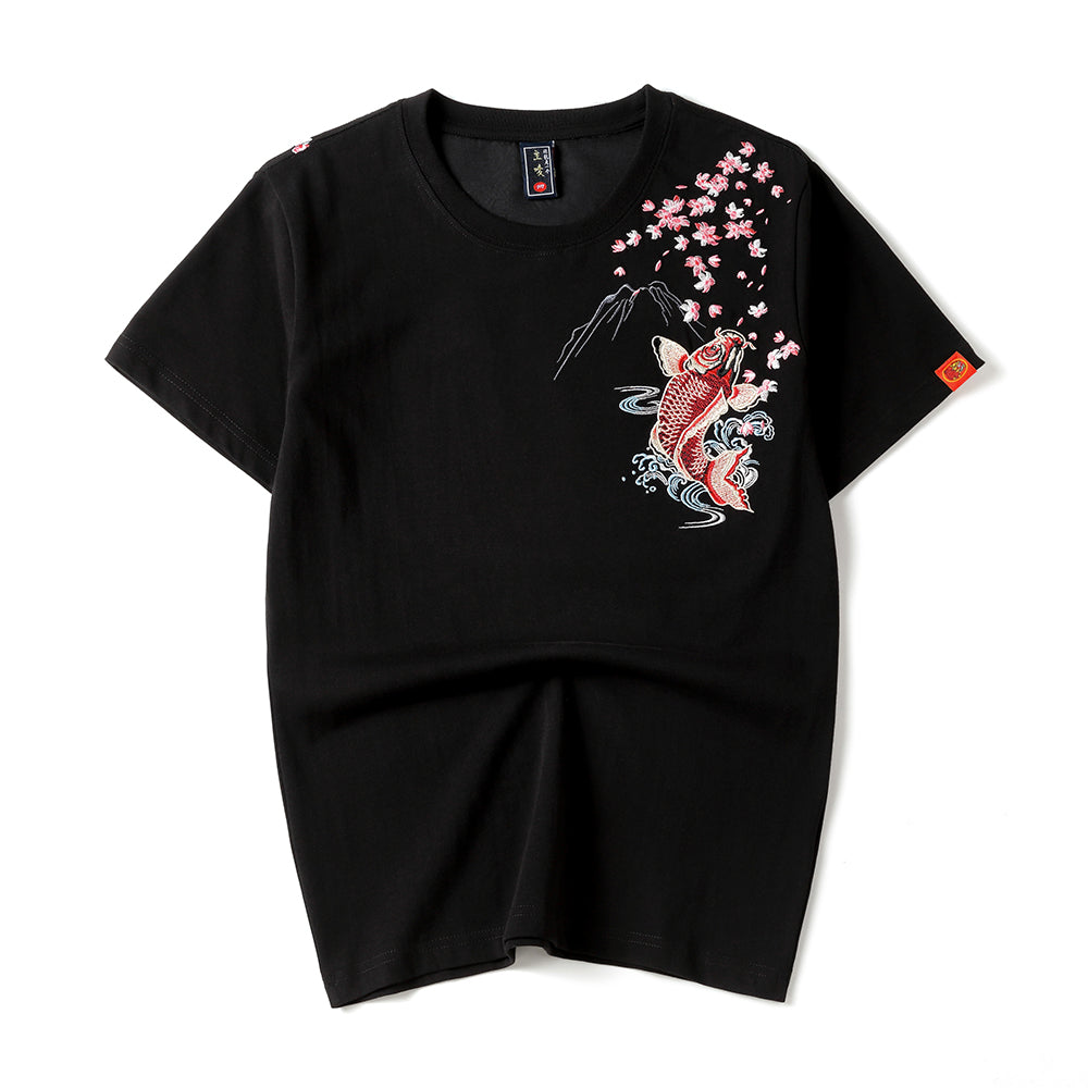 Dancing Fish Embroidery Tee from Niepce Inc