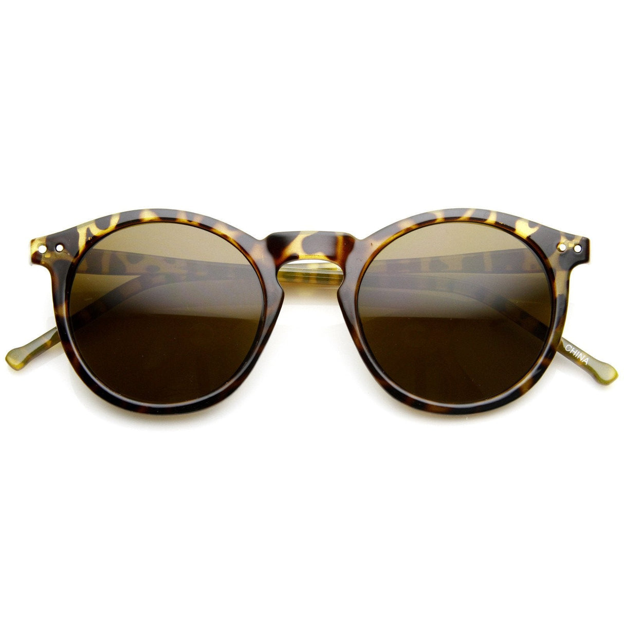 Dapper Key Hole Vintage Horned Rim Round Circle Indie Sunglasses 8943 from zeroUV