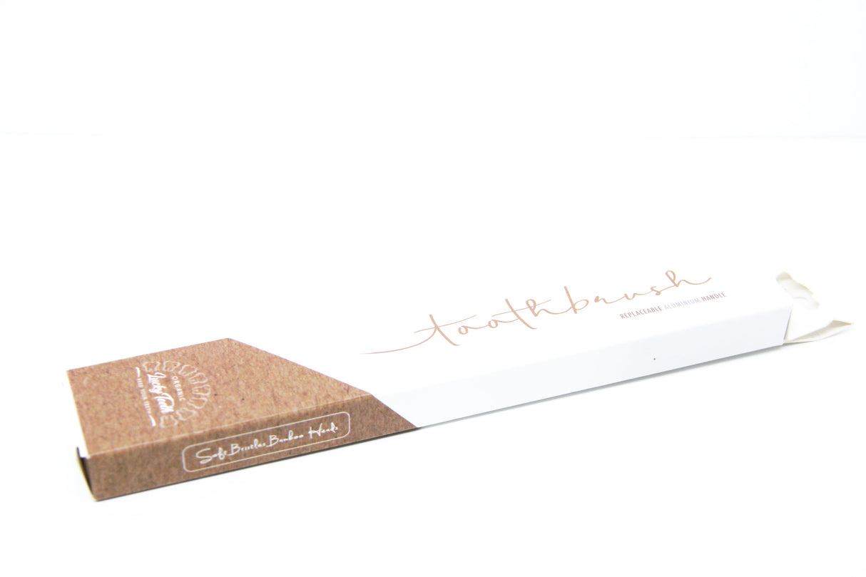 Replaceable Bamboo Toothbrush Aluminum Handle - Soft Charcoal Bristles from Lucky Teeth