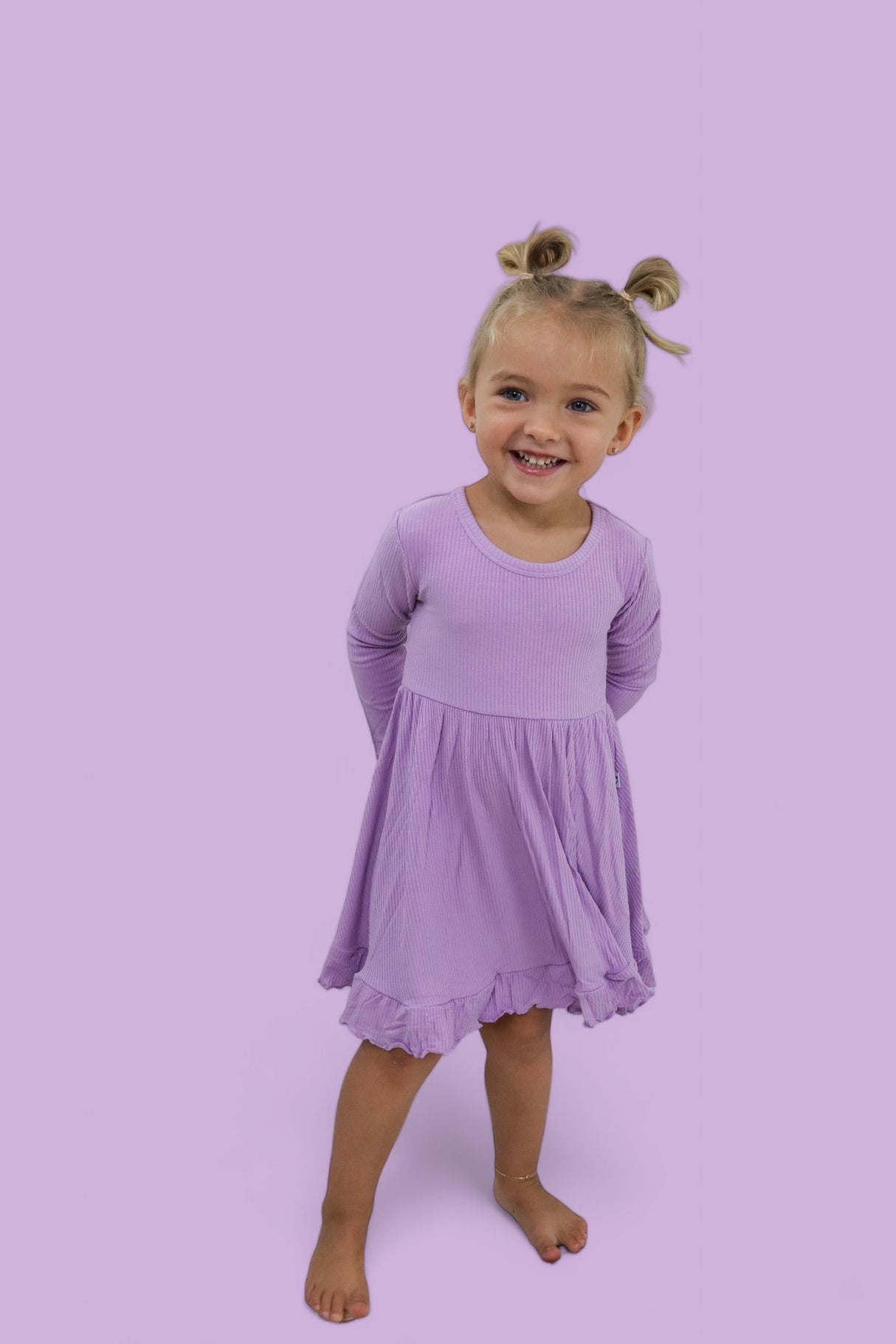 AMETHYST RIB DREAM RUFFLE DRESS from DREAM BIG LITTLE CO