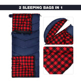 Hooded Camping Sleeping Bag for Adult with Cotton Flannel,Red,Blue,Navy Blue From Redcamp