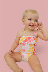 SUMMER SUNSET CHECKERS DREAM ONE PIECE SWIM SUIT from DREAM BIG LITTLE CO