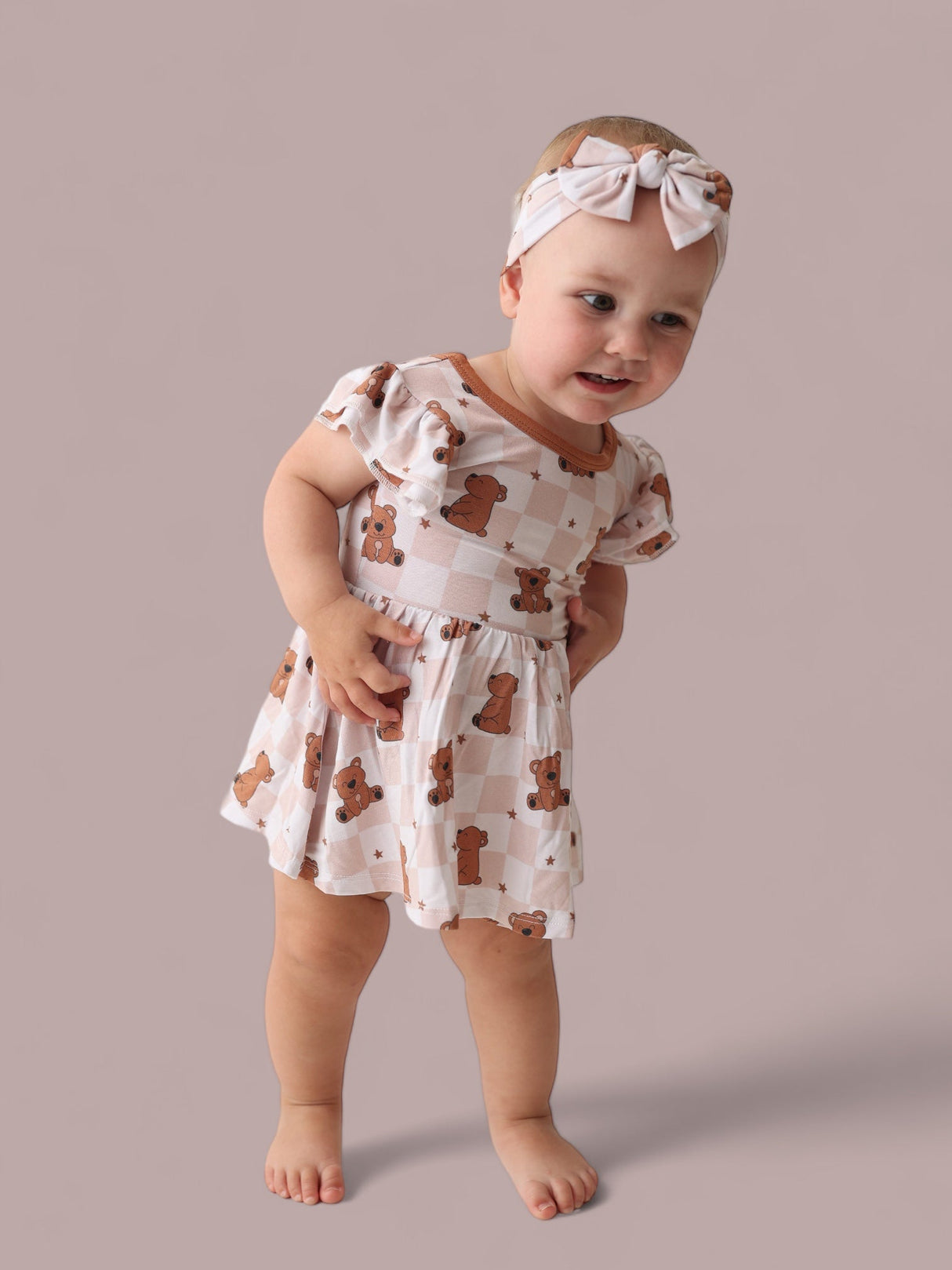 COZY BEAR DREAM CAP SLEEVE BODYSUIT DRESS from DREAM BIG LITTLE CO