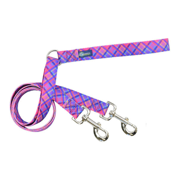 Neon Sunrise Plaid Double Connection Leash – EarthStyle from 2 Hounds Design