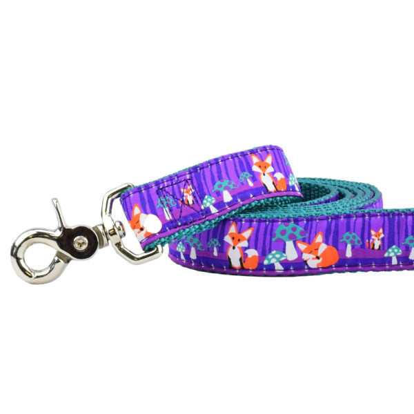 1″ Nocturnal – Fox and Mushroom Ribbon Dog Leash from 2 Hounds Design