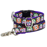 1″ XOLO – Sugar Skull Essential Buckle Martingale Dog Collar from 2 Hounds Design