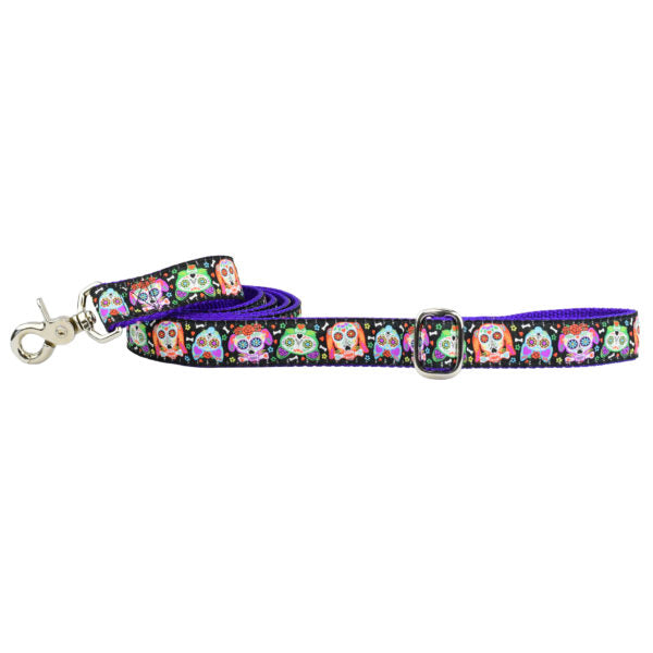 1″ XOLO – Sugar Skull Ribbon Dog Leash from 2 Hounds Design