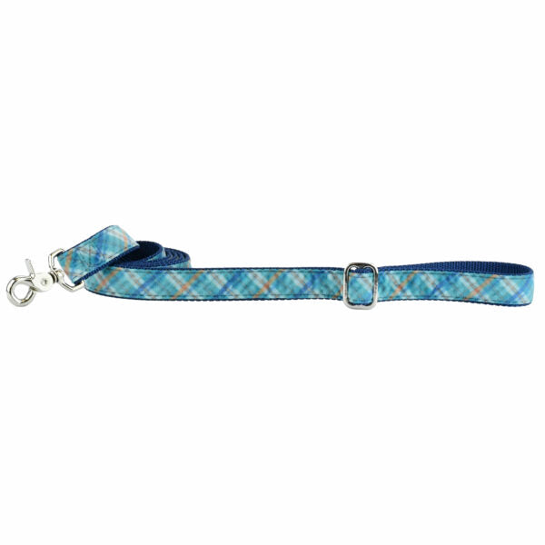 Blue Plaid Velvet Dog Leash from 2 Hounds Design