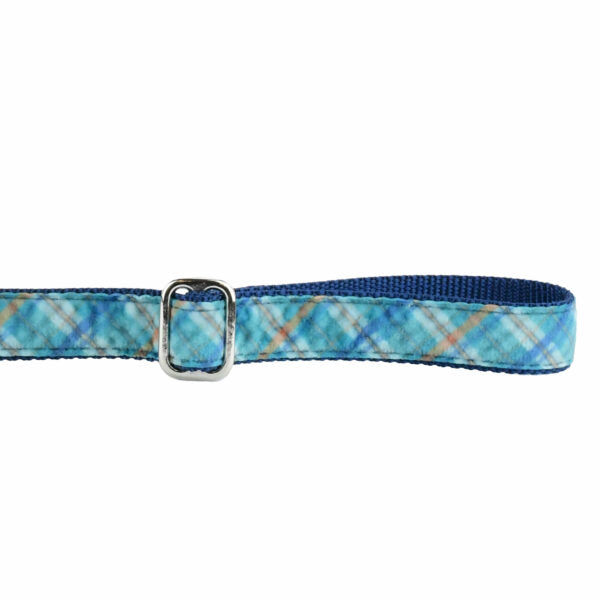 Blue Plaid Velvet Dog Leash from 2 Hounds Design