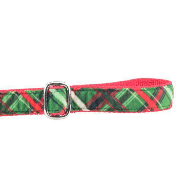 Christmas Plaid Green Velvet Dog Leash (1″ Only) from 2 Hounds Design