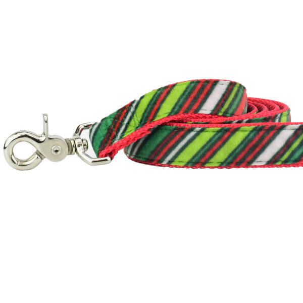 Christmas Stripes Velvet Dog Leash from 2 Hounds Design