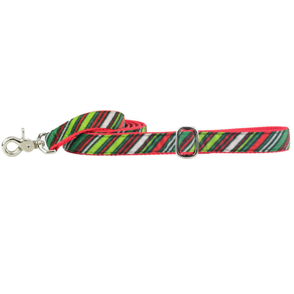 Christmas Stripes Velvet Dog Leash from 2 Hounds Design
