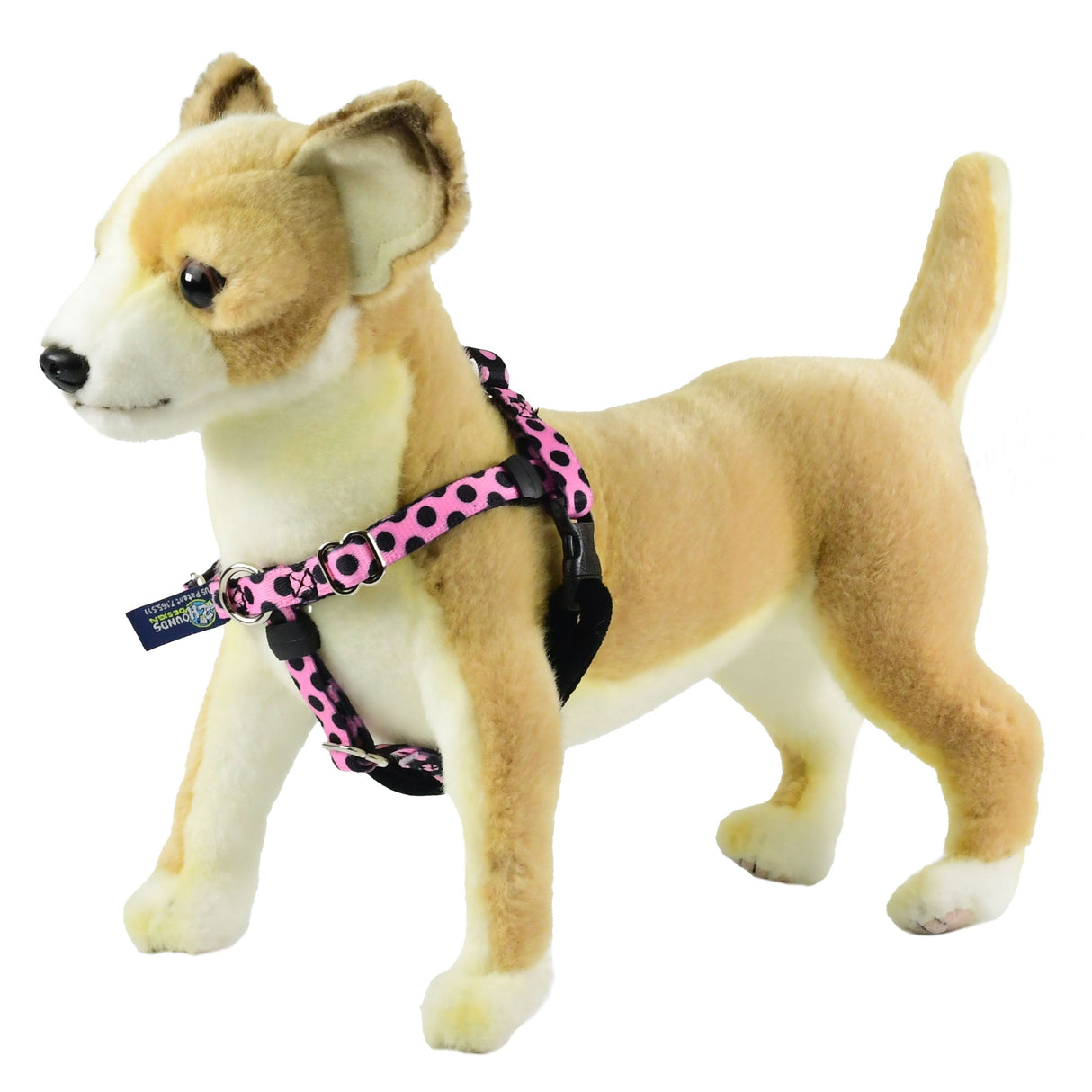 XXSmall Pink & Black Polkadots Freedom No-Pull Harness 13"-16" Chest from 2 Hounds Design