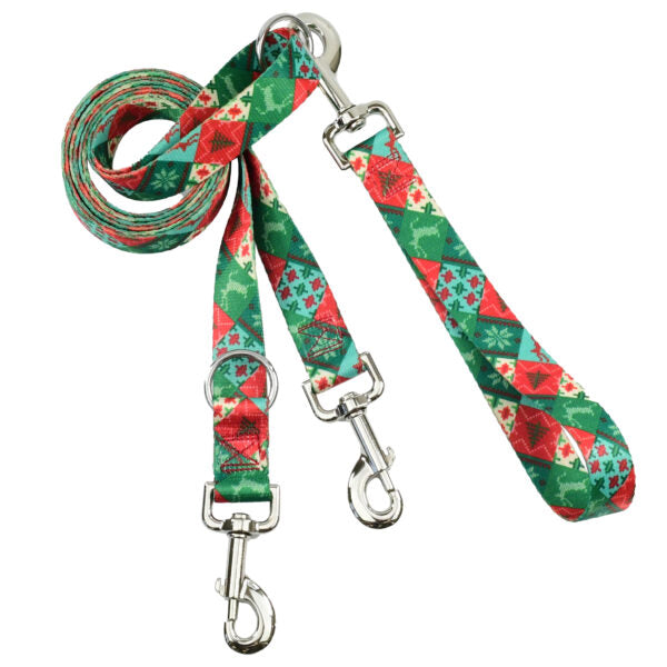 Christmas Patchwork Double Connection Leash – EarthStyle from 2 Hounds Design