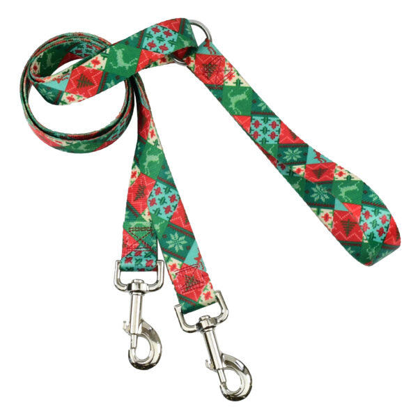 Christmas Patchwork Double Connection Leash – EarthStyle from 2 Hounds Design