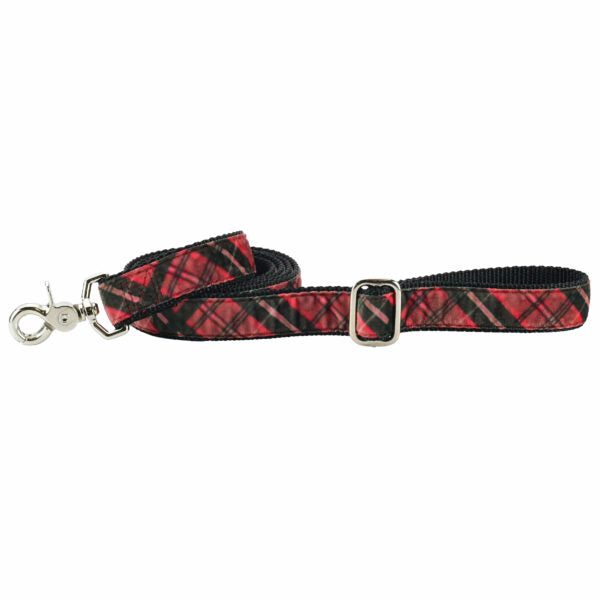 Classic Winter Plaid Velvet Dog Leash from 2 Hounds Design