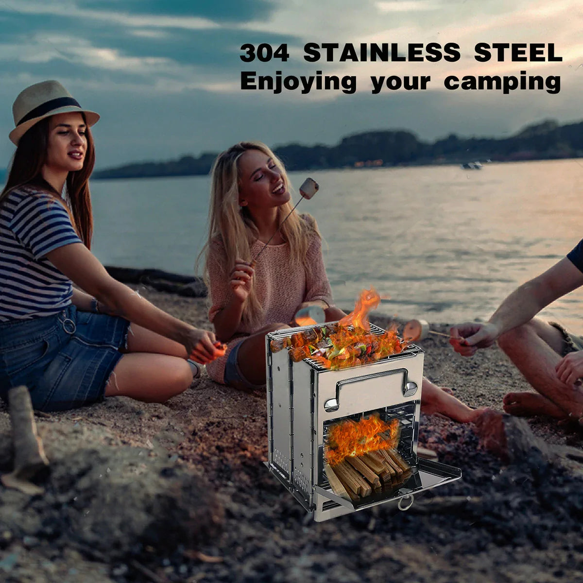 Wood Burning Camping Stove Folding with Pot Stand From Redcamp