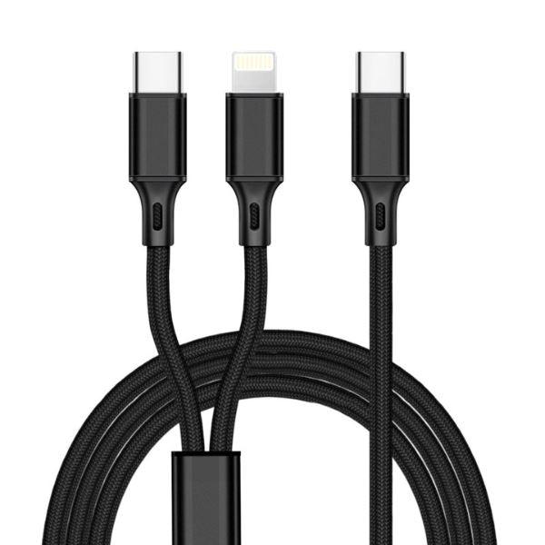 10 Foot 2-in-1 PD Fast Charger - USB-C to USB-C & Lightning Cable - Pack of 12 from Mila Lifestyle Accessories