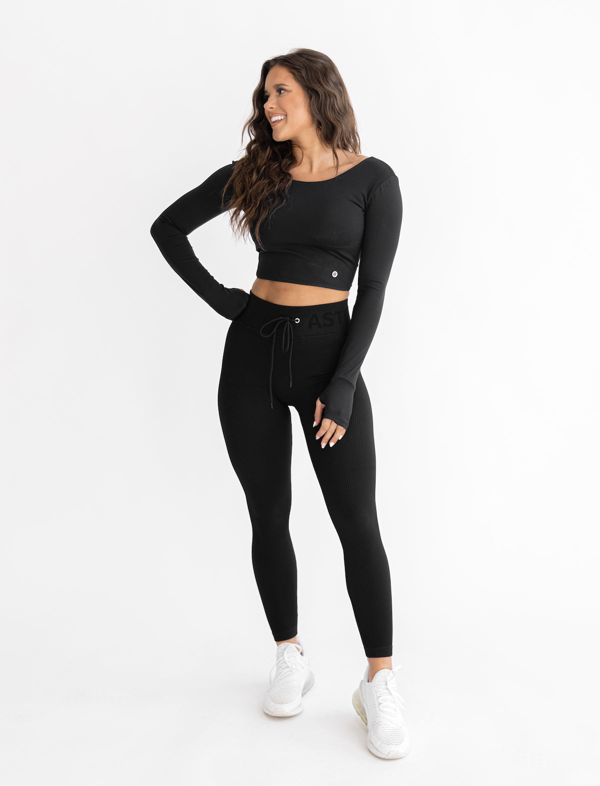 Astoria LIVE LUXE Crossed Sleeve Crop - Black From Astoria Activewear