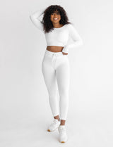 Astoria LIVE LUXE Crossed Sleeve Crop - White From Astoria Activewear