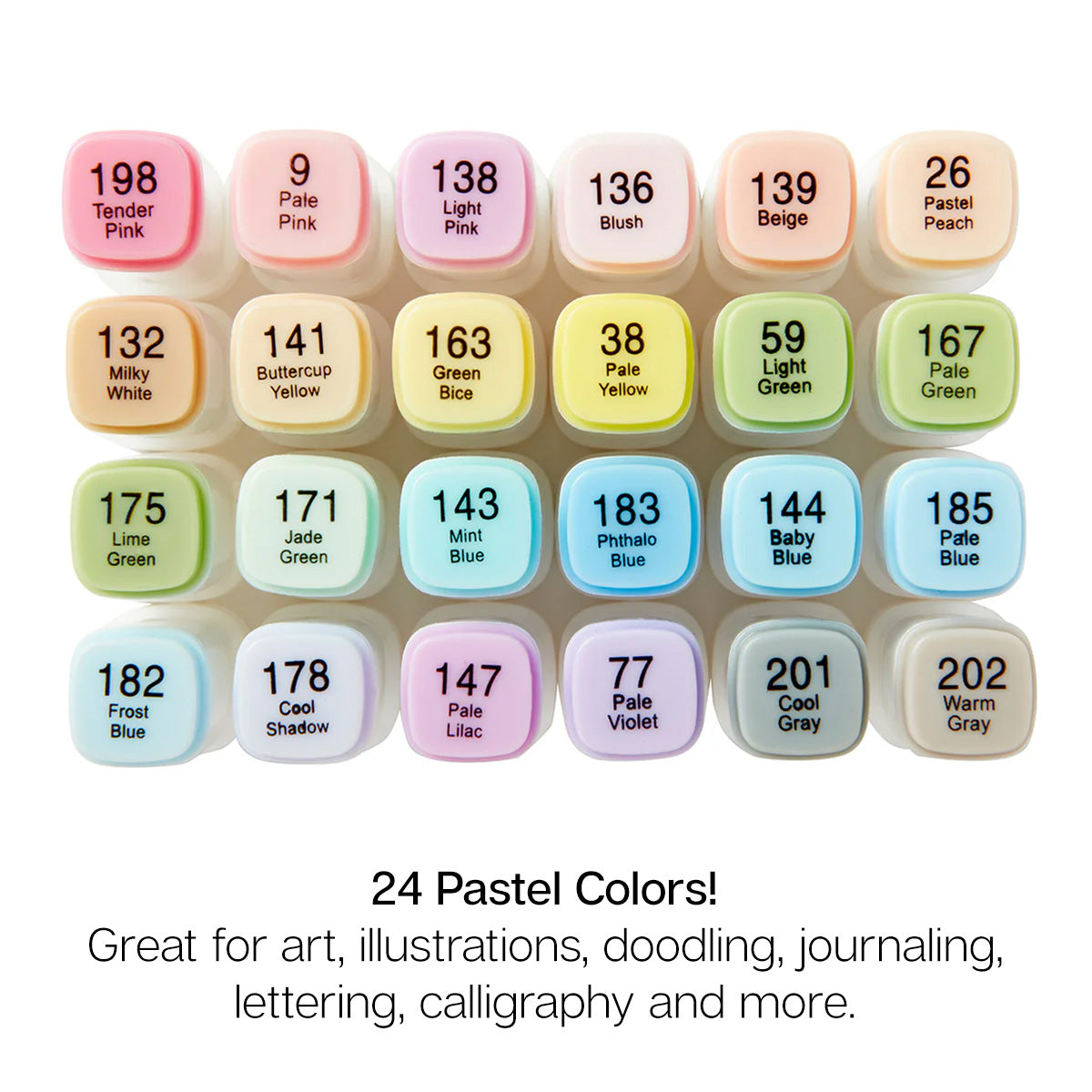 Double-Ended Alcohol Markers 24 Pastel Colors from KINGART