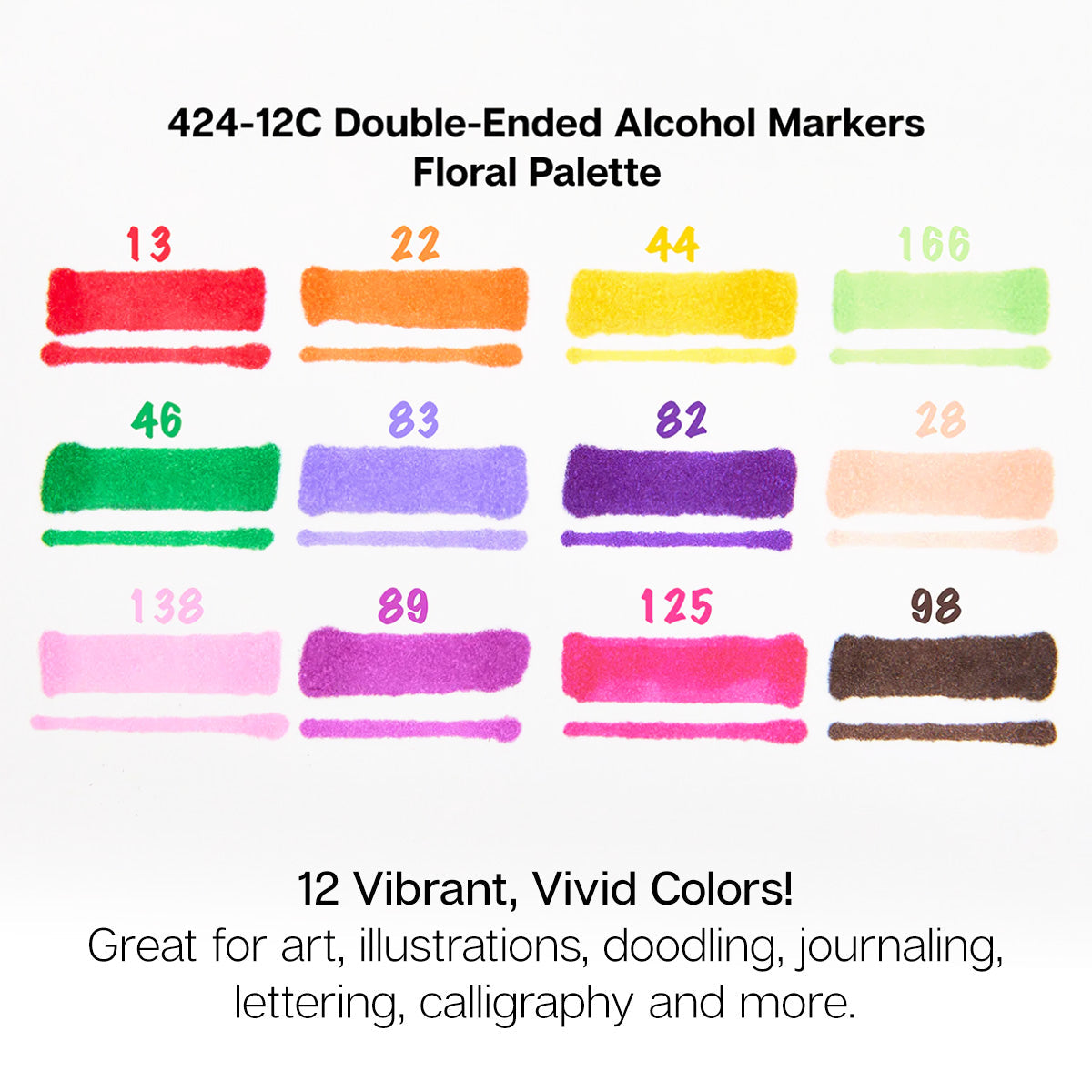 Double-Ended Alcohol Markers 12 Floral Colors from KINGART