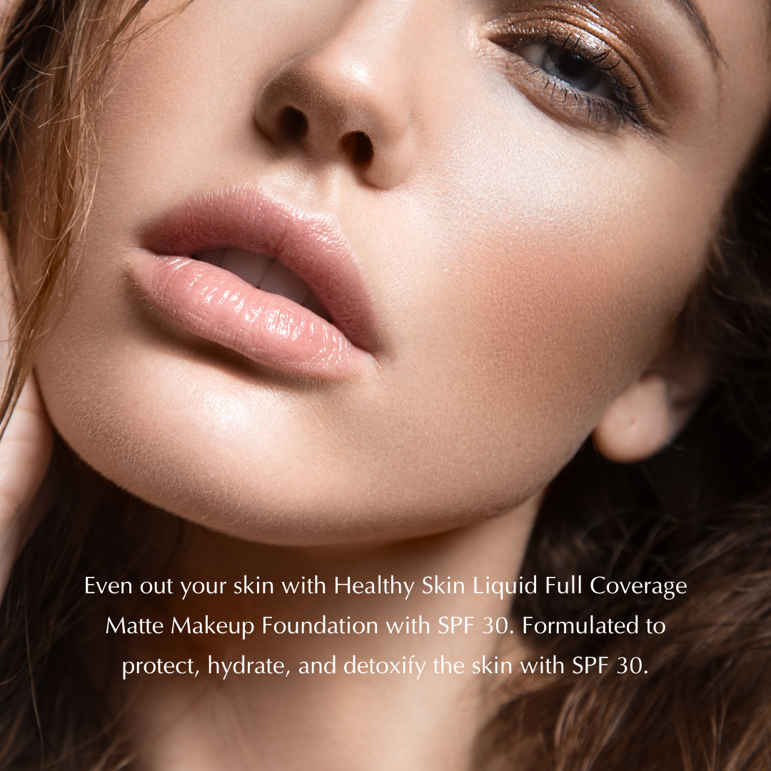Healthy Skin Liquid Full Coverage Matte Makeup Foundation with SPF 30 from Epilynx Skincare and Cosmetics