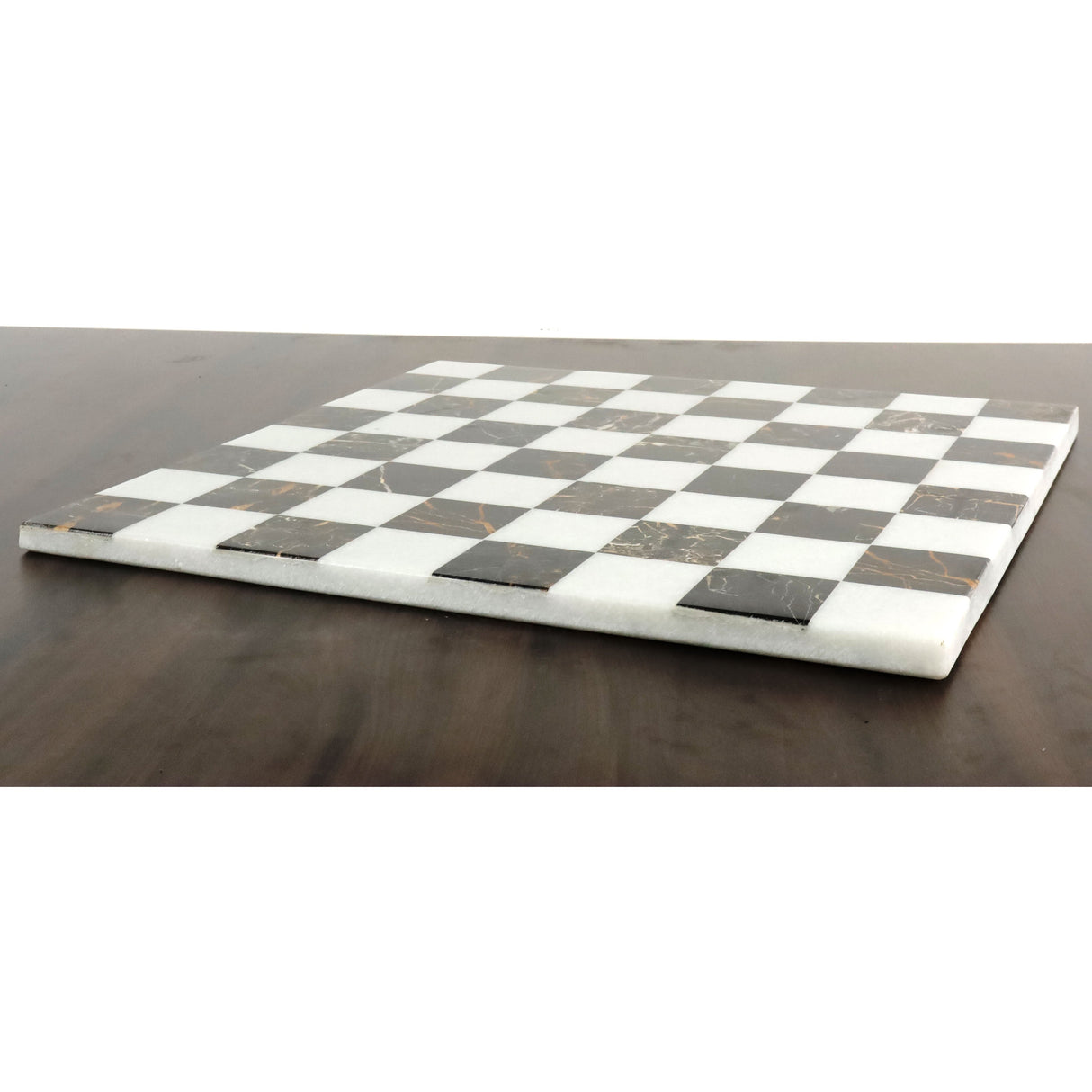 Borderless Marble Stone Luxury Chess Board 18''  -  Black and White Marble Stone From Royal Chess Mall