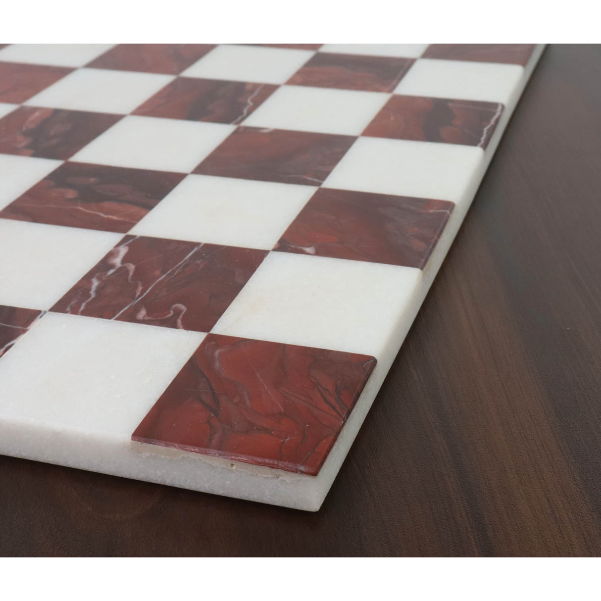 Borderless Marble Stone Luxury Chess Board 15'' - Maroon Semi Precious Stones From Royal Chess Mall