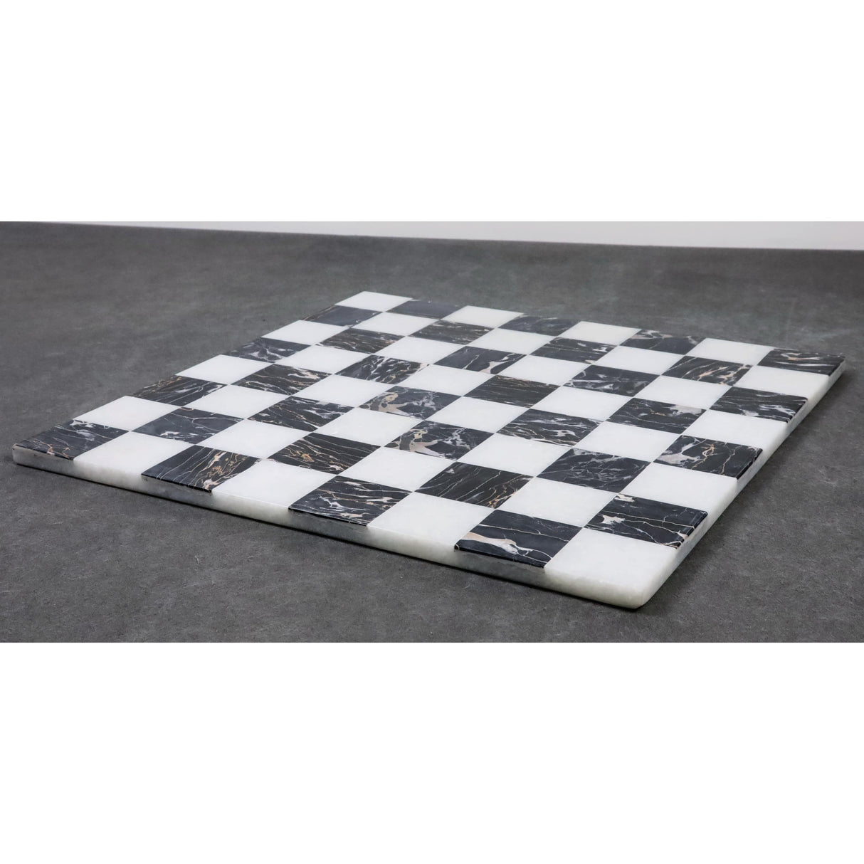 Borderless Marble Stone Luxury Chess Board 15''  -  Black and White stone From Royal Chess Mall