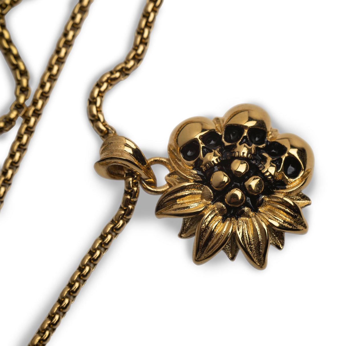 Sunflower Gold Skull Necklace from Zapps Clothing