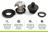 TubShroom Ultra (Stainless) Plus StopShroom® Plug Combo for Tub Drains from TubShroom.com