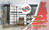 Cymbal Stand With Boom Arm by GRIFFIN (Pack of 2) | Drum Percussion Gear Hardware Set with Double Braced Legs | Counterweight Adapter for Mounting Heavy Duty Crash, Ride, Splash Cymbals For Drummers from GeekStands.com