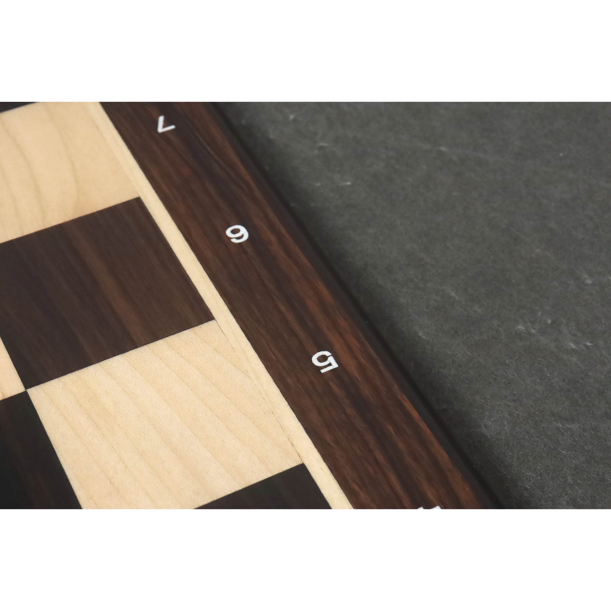 Flat 19" Chessboard in Rosewood & Maple Wood - 50 mm Square - Algebraic Notations From Royal Chess Mall