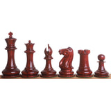 Original Staunton Chess Set- Chess Pieces Only- Lacquered Distress Antiqued Boxwood & Bud Rosewood - 4.5" King From Royal Chess Mall