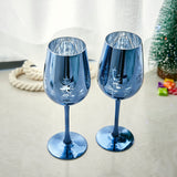 Crystal Christmas Tree Stemmed Wine & Water Glasses - Set of 2 - Holiday Themed Vibrant Blue Etched Winter Snow Wonderland Frosted Glass, Perfect For Seasonal Parties, Gifts for Him & Her Trees Décor from The Wine Savant