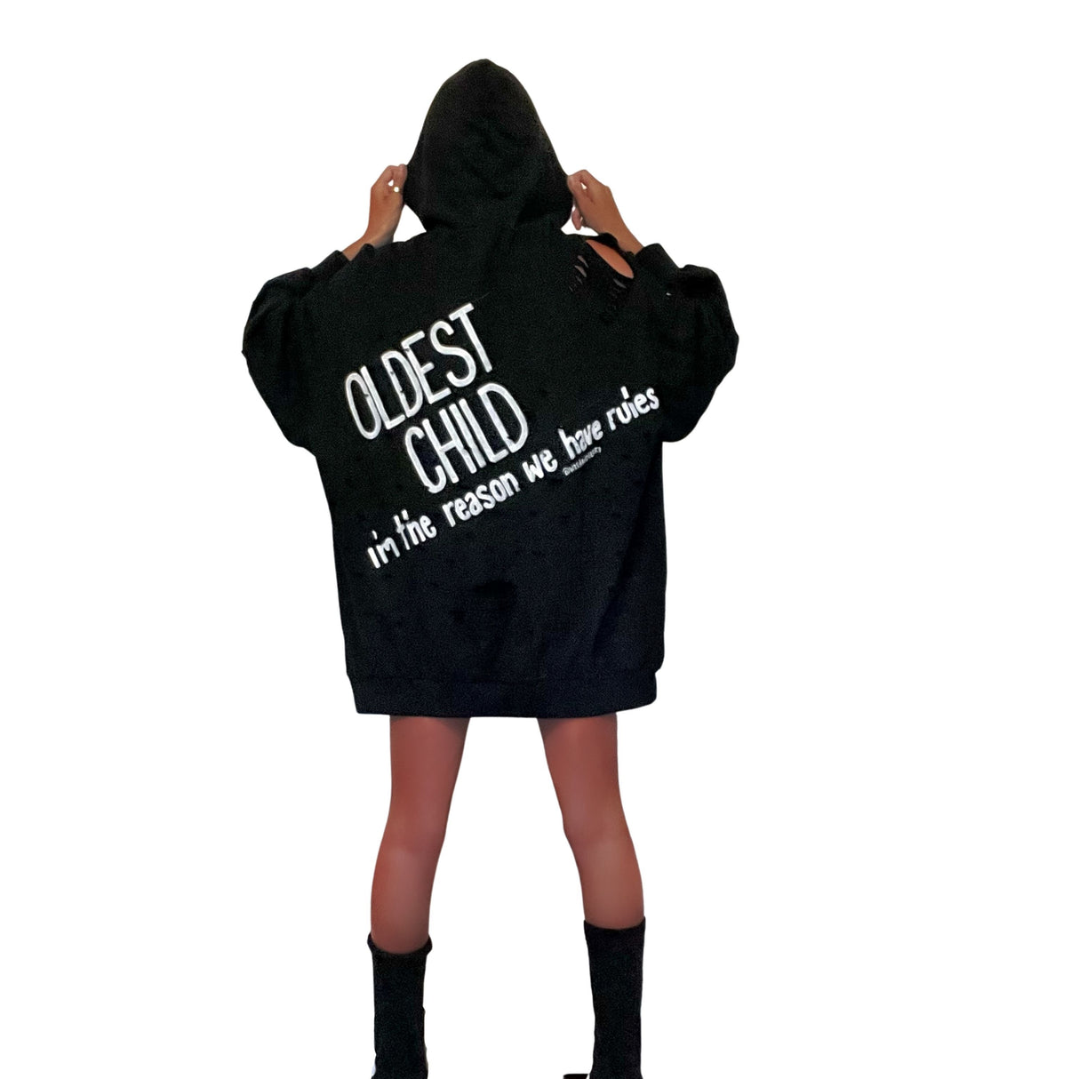 'OLDEST' PAINTED HOODIE from Wren + Glory