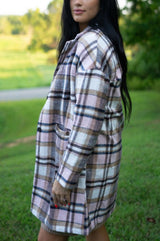 Lilia Plaid Button Up Lapel Jacket from Threaded Pear