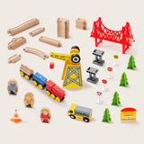 Tiny Land® Wooden Track Trains 55 Pcs From Tiny Land